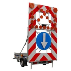 Remorca cu panou MEDIU semnalizare şi dirijare trafic - panou săgeţi 24 lămpi LED